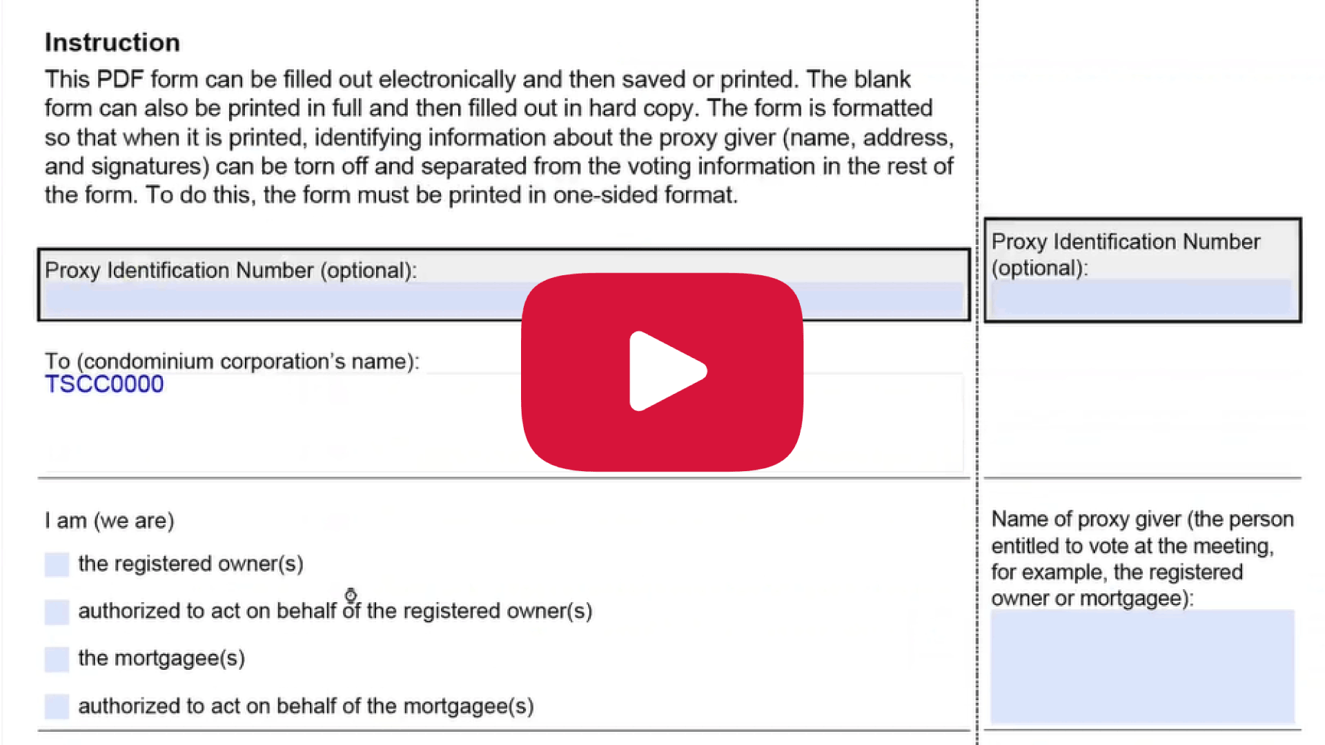 Screenshot of CMRAO's Youtube Video, Using Proxies and Proxy Forms